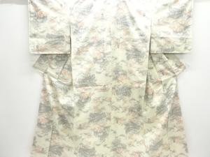 未使用品　寺院風景模様織出し西陣お召し着物